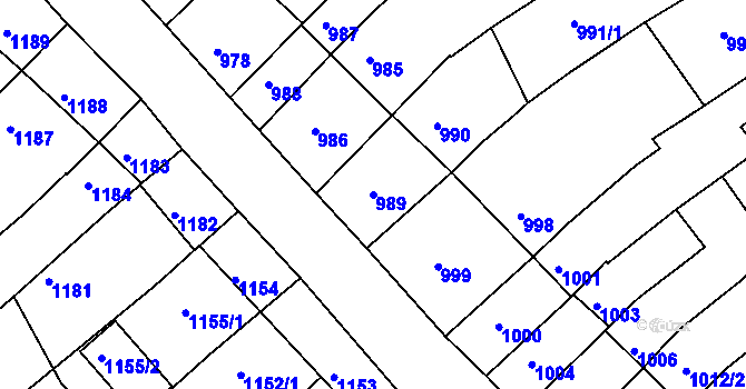 Parcela st. 989 v KÚ Nivnice, Katastrální mapa