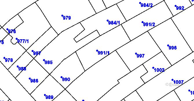 Parcela st. 991/1 v KÚ Nivnice, Katastrální mapa