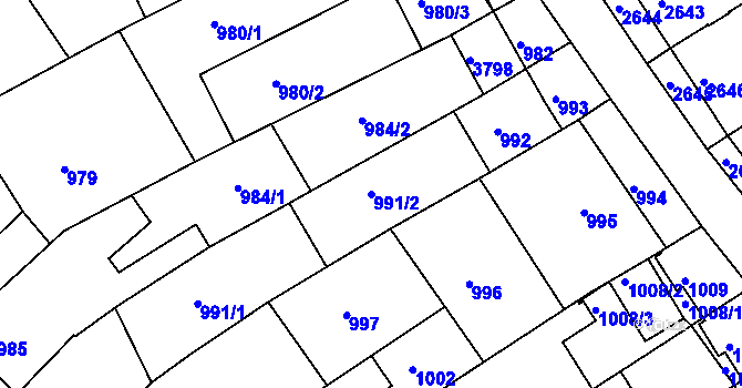 Parcela st. 991/2 v KÚ Nivnice, Katastrální mapa