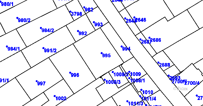 Parcela st. 995 v KÚ Nivnice, Katastrální mapa