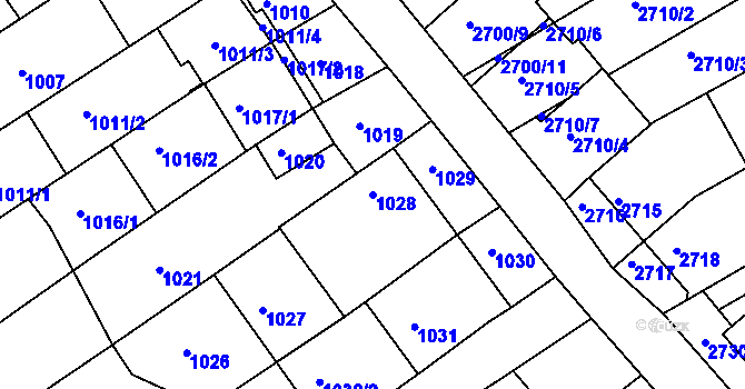 Parcela st. 1028 v KÚ Nivnice, Katastrální mapa