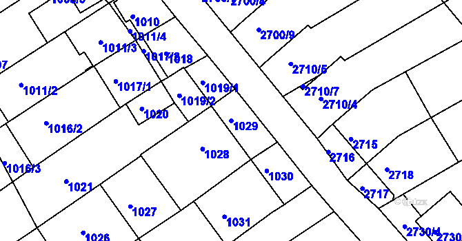 Parcela st. 1029 v KÚ Nivnice, Katastrální mapa