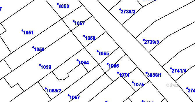 Parcela st. 1065 v KÚ Nivnice, Katastrální mapa