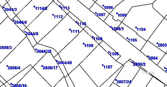 Parcela st. 1108 v KÚ Nivnice, Katastrální mapa