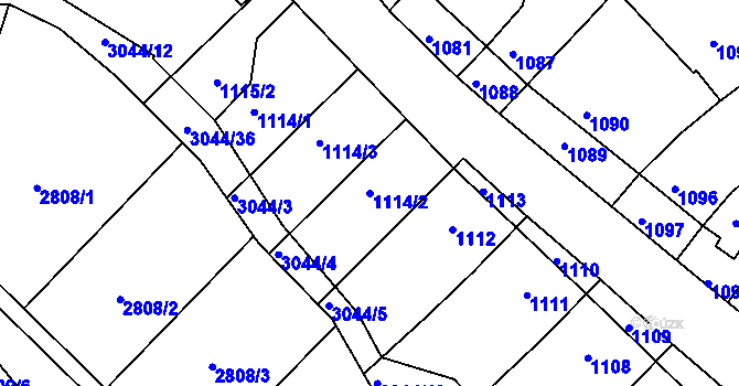 Parcela st. 1114/2 v KÚ Nivnice, Katastrální mapa