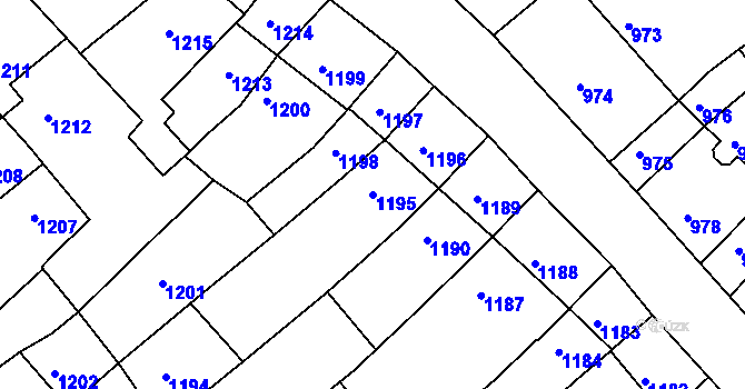 Parcela st. 1195 v KÚ Nivnice, Katastrální mapa