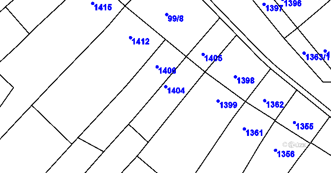 Parcela st. 1404 v KÚ Nivnice, Katastrální mapa