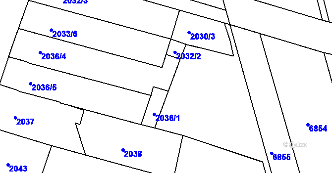 Parcela st. 2033/1 v KÚ Nivnice, Katastrální mapa