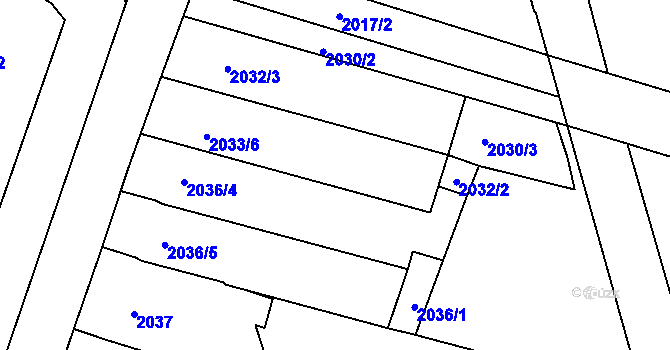 Parcela st. 2033/2 v KÚ Nivnice, Katastrální mapa