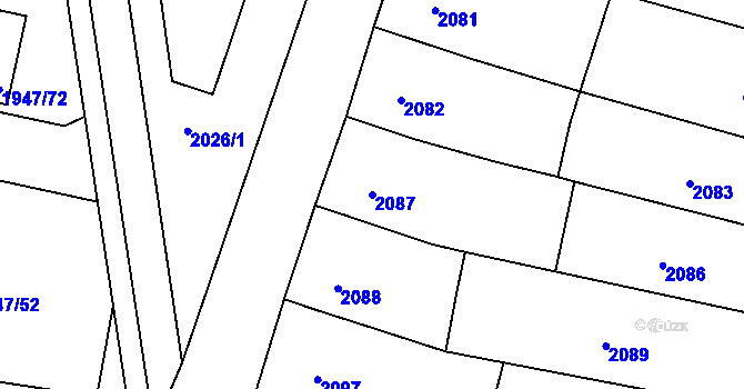 Parcela st. 2087 v KÚ Nivnice, Katastrální mapa