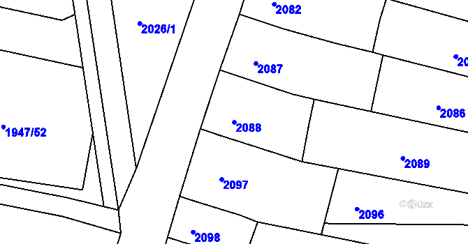 Parcela st. 2088 v KÚ Nivnice, Katastrální mapa