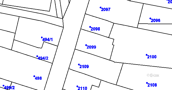 Parcela st. 2099 v KÚ Nivnice, Katastrální mapa