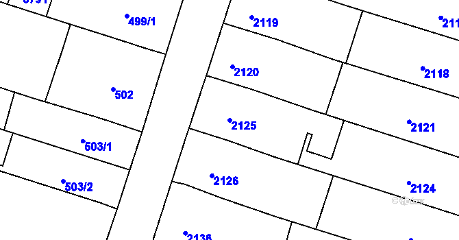 Parcela st. 2125 v KÚ Nivnice, Katastrální mapa