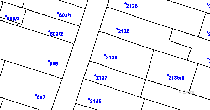 Parcela st. 2136 v KÚ Nivnice, Katastrální mapa