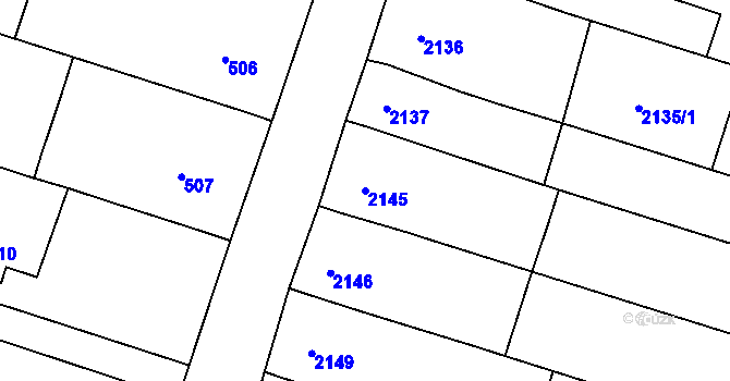 Parcela st. 2145 v KÚ Nivnice, Katastrální mapa