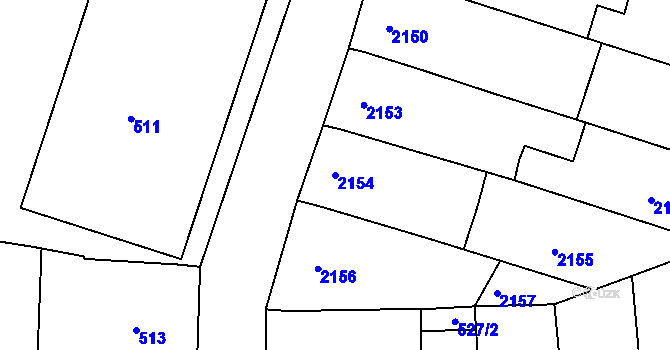Parcela st. 2154 v KÚ Nivnice, Katastrální mapa