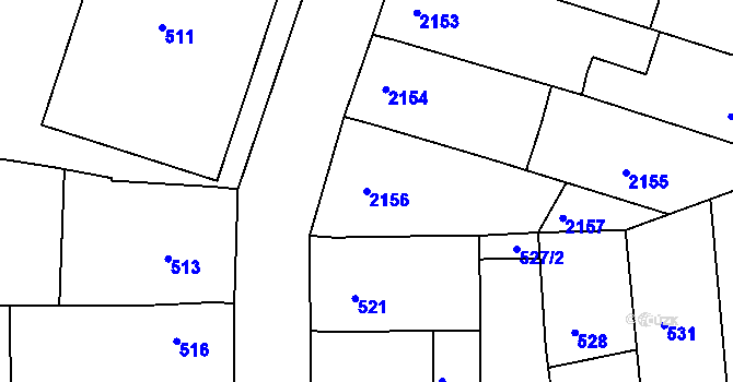 Parcela st. 2156 v KÚ Nivnice, Katastrální mapa