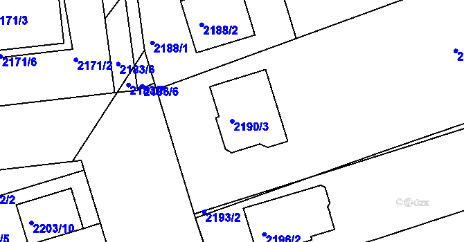 Parcela st. 2190/3 v KÚ Nivnice, Katastrální mapa