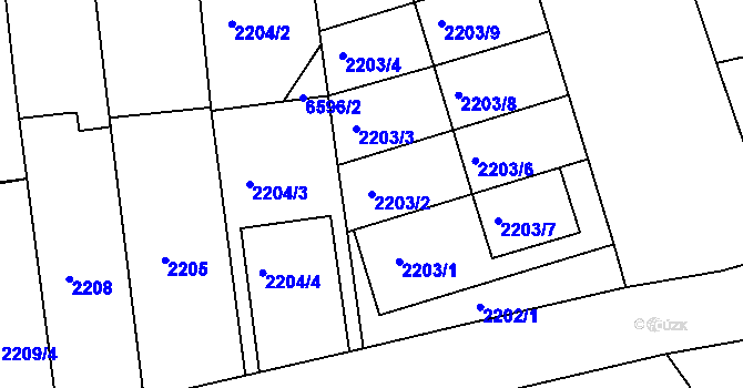 Parcela st. 2203/2 v KÚ Nivnice, Katastrální mapa