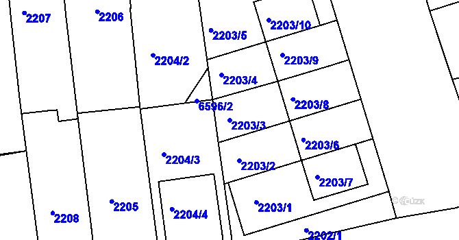 Parcela st. 2203/3 v KÚ Nivnice, Katastrální mapa