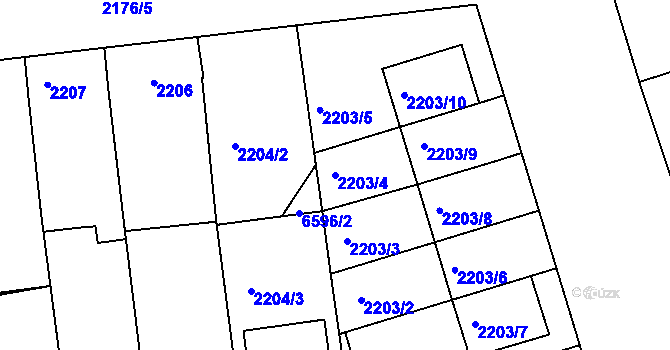 Parcela st. 2203/4 v KÚ Nivnice, Katastrální mapa