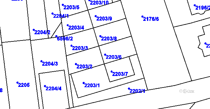 Parcela st. 2203/6 v KÚ Nivnice, Katastrální mapa