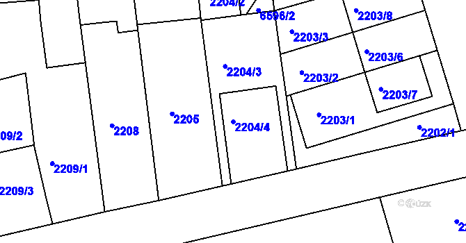 Parcela st. 2204/4 v KÚ Nivnice, Katastrální mapa