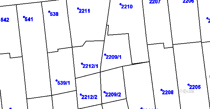 Parcela st. 2209/1 v KÚ Nivnice, Katastrální mapa