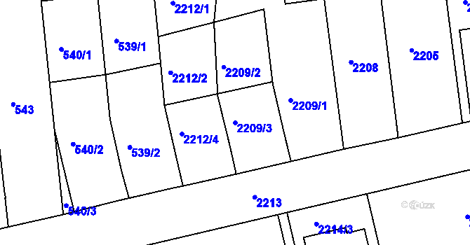 Parcela st. 2209/3 v KÚ Nivnice, Katastrální mapa