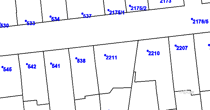Parcela st. 2211 v KÚ Nivnice, Katastrální mapa