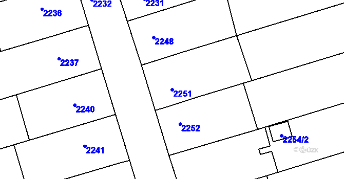 Parcela st. 2251 v KÚ Nivnice, Katastrální mapa