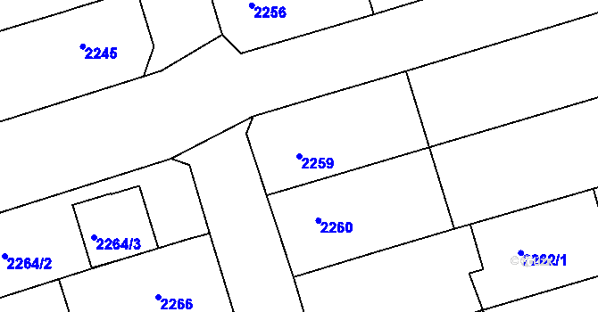 Parcela st. 2259 v KÚ Nivnice, Katastrální mapa