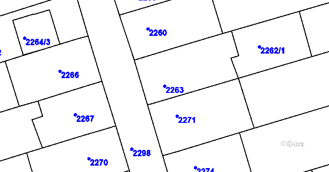 Parcela st. 2263 v KÚ Nivnice, Katastrální mapa