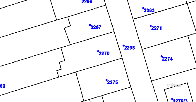 Parcela st. 2270 v KÚ Nivnice, Katastrální mapa