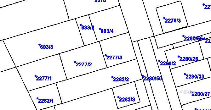 Parcela st. 2277/3 v KÚ Nivnice, Katastrální mapa