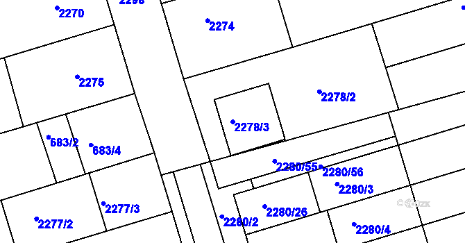 Parcela st. 2278/3 v KÚ Nivnice, Katastrální mapa