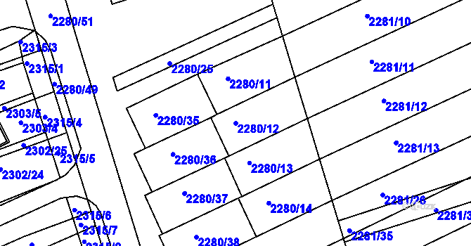 Parcela st. 2280/12 v KÚ Nivnice, Katastrální mapa