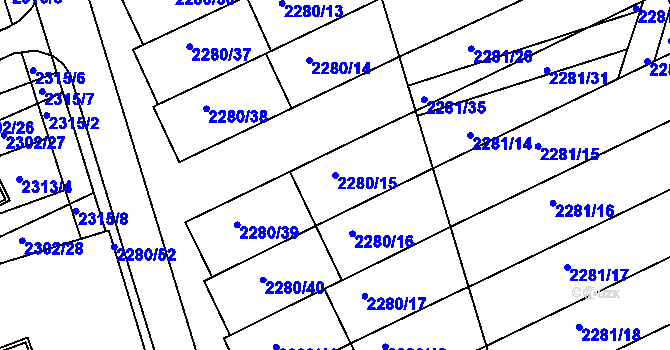 Parcela st. 2280/15 v KÚ Nivnice, Katastrální mapa