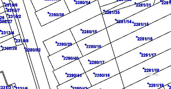 Parcela st. 2280/16 v KÚ Nivnice, Katastrální mapa