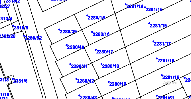 Parcela st. 2280/17 v KÚ Nivnice, Katastrální mapa