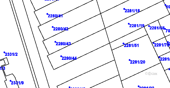 Parcela st. 2280/20 v KÚ Nivnice, Katastrální mapa
