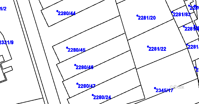Parcela st. 2280/22 v KÚ Nivnice, Katastrální mapa
