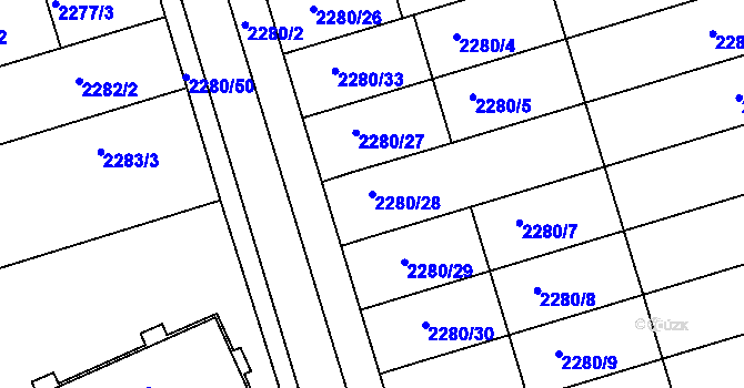 Parcela st. 2280/28 v KÚ Nivnice, Katastrální mapa