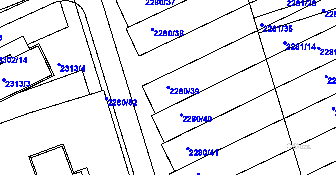Parcela st. 2280/39 v KÚ Nivnice, Katastrální mapa