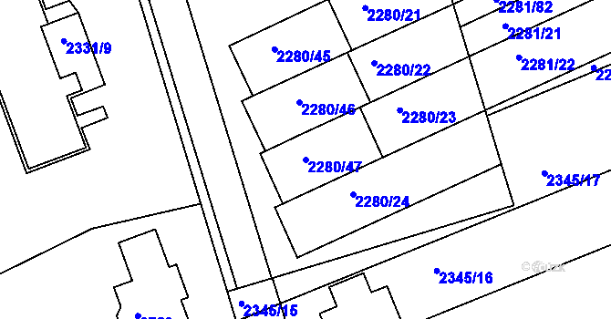 Parcela st. 2280/47 v KÚ Nivnice, Katastrální mapa