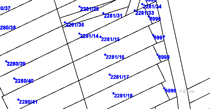 Parcela st. 2281/16 v KÚ Nivnice, Katastrální mapa