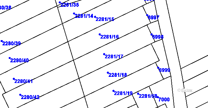 Parcela st. 2281/17 v KÚ Nivnice, Katastrální mapa