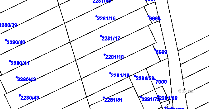 Parcela st. 2281/18 v KÚ Nivnice, Katastrální mapa