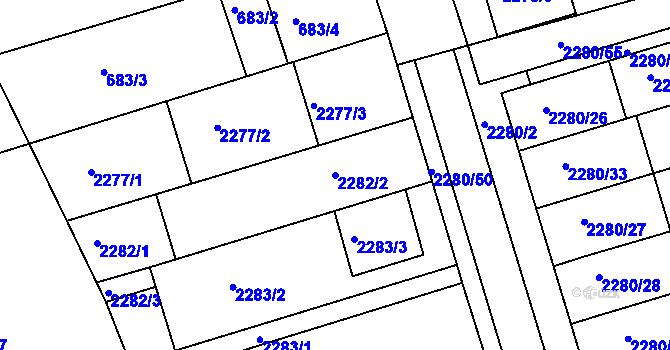 Parcela st. 2282/2 v KÚ Nivnice, Katastrální mapa