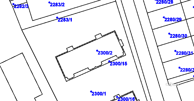 Parcela st. 2300/2 v KÚ Nivnice, Katastrální mapa